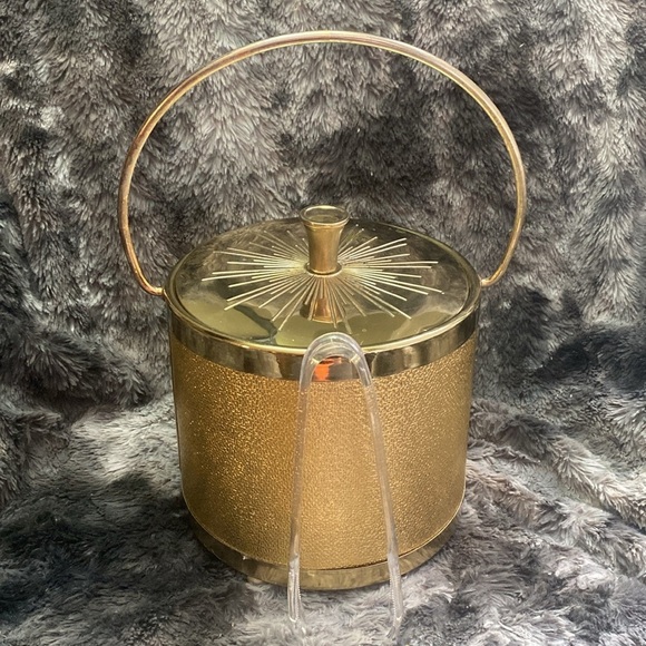 Vintage 1950s Gold Ice Bucket Starburst - Picture 10 of 16